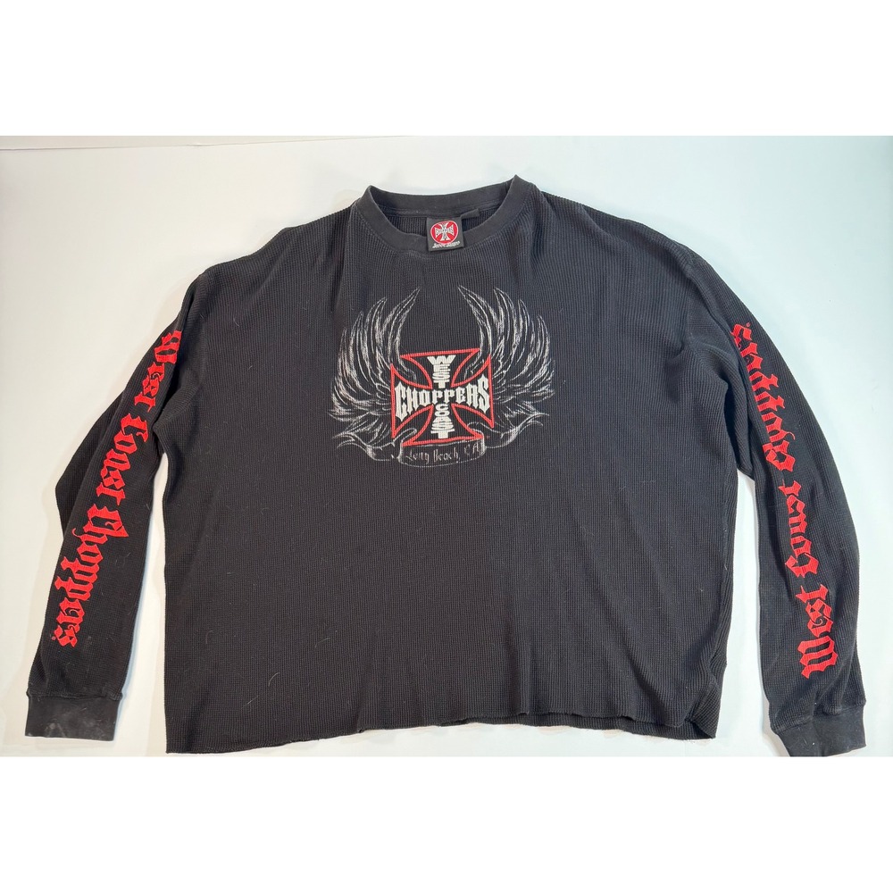 West Coast Choppers Jesse James Black Thermal Shirt Long Sleeve Mens 2XL Waffle